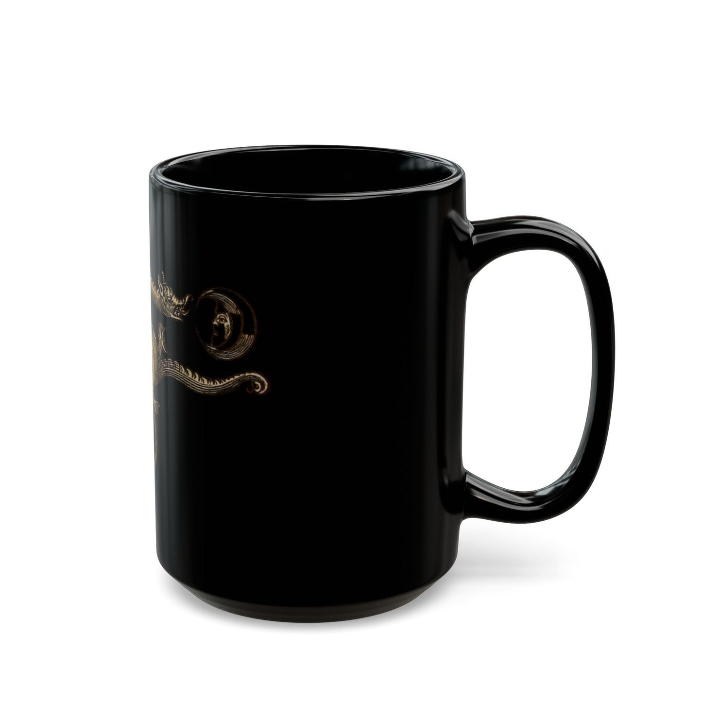 Dragon Ouroboros Black Coffee Mug – Vintage Mythical Serpent Design (11oz/15oz)