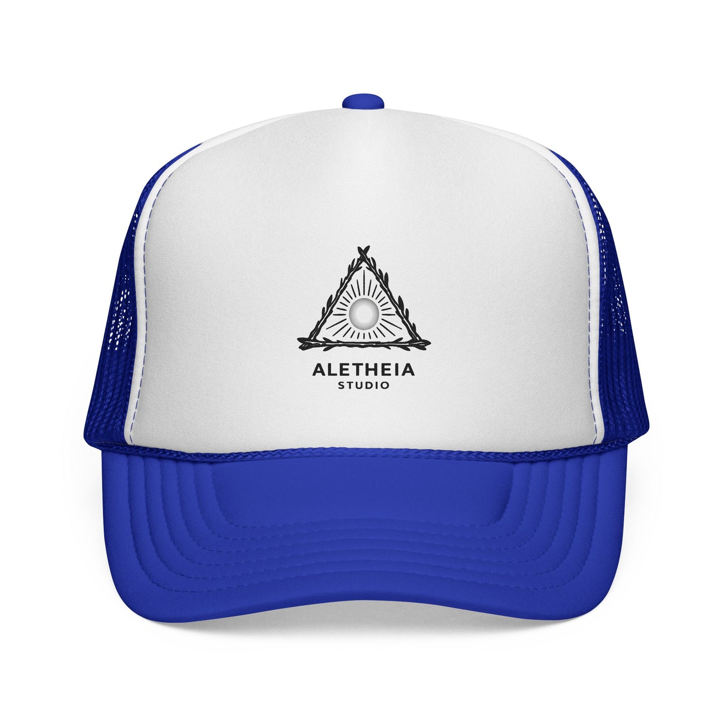 Aletheia Studio Trucker Hat — Minimal Triangle Logo Mesh Cap