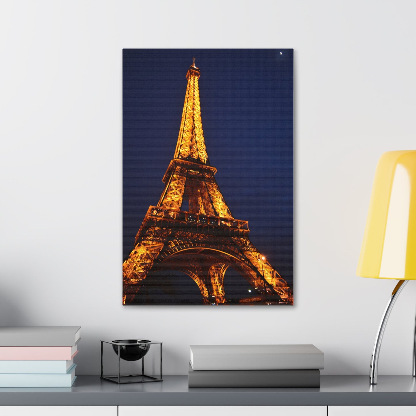 Eiffel Tower at Night Canvas | Paris Landmark Wall Art, Stretched Canvas