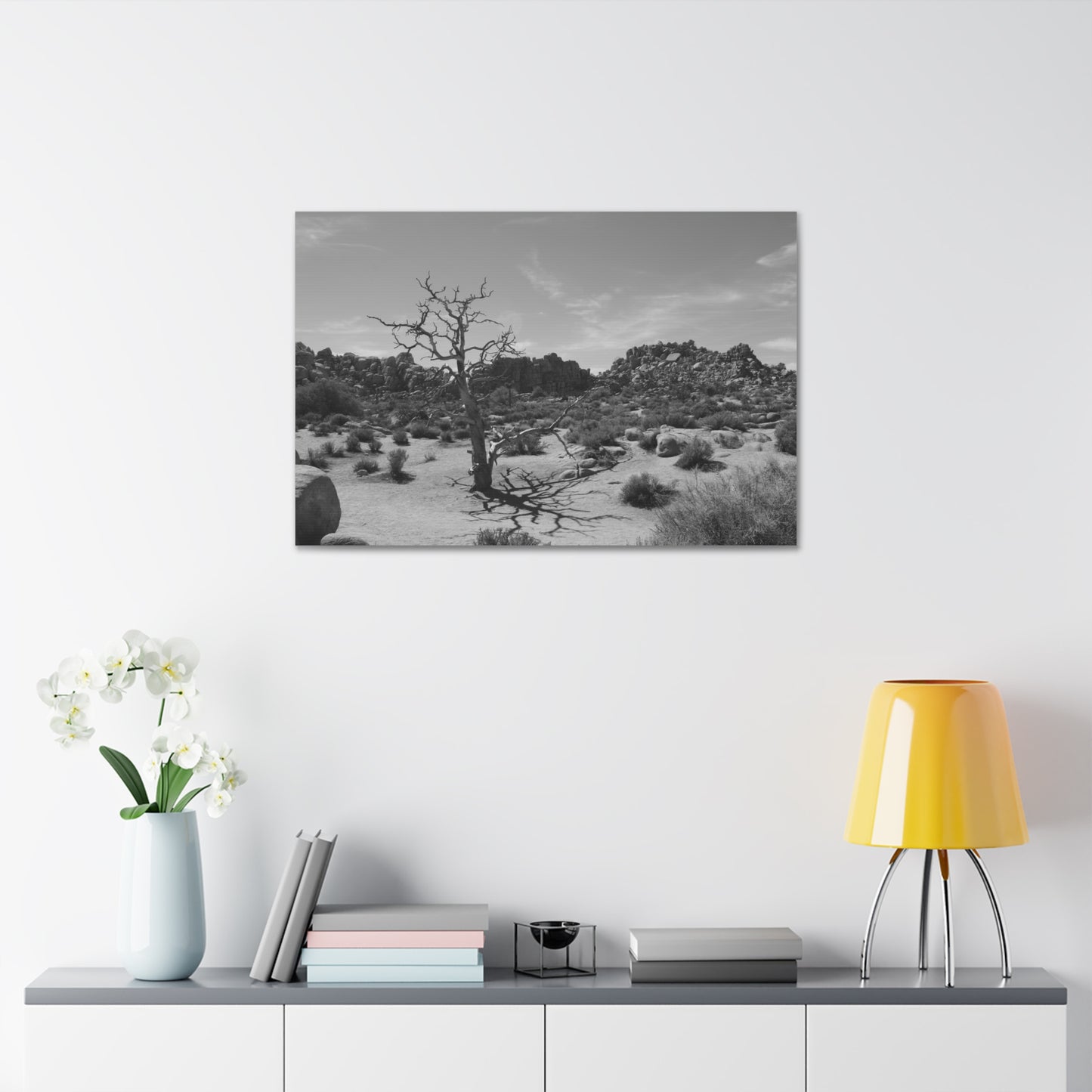 Desert Dead Tree Canvas Stretched 1.5'' | Black and White Landscape