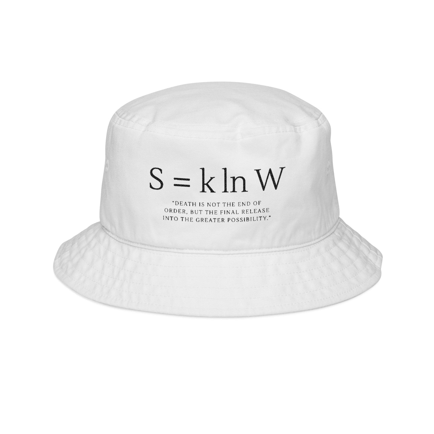 Embroidered 'S = k ln W' Bucket Hat — Thermodynamics Statistical Mechanics Dad Hat