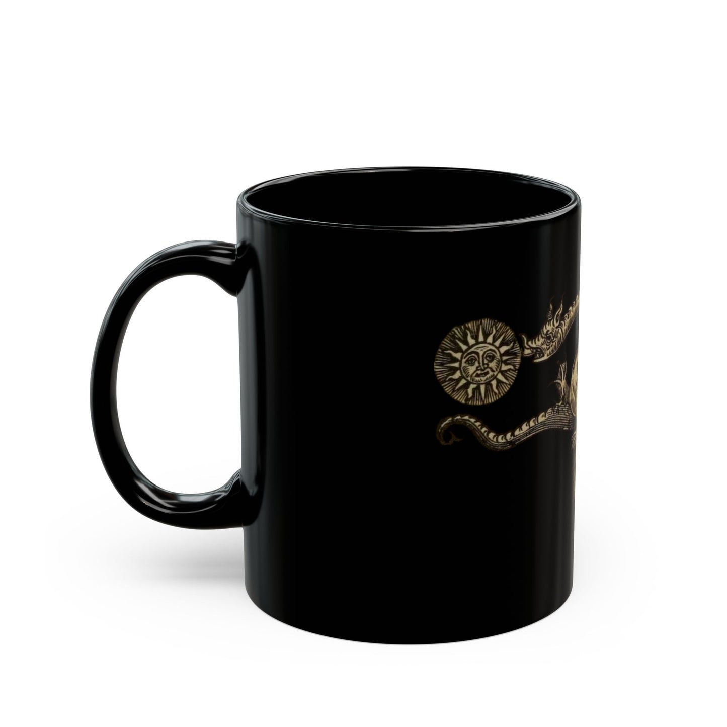 Dragon Ouroboros Black Coffee Mug – Vintage Mythical Serpent Design (11oz/15oz)