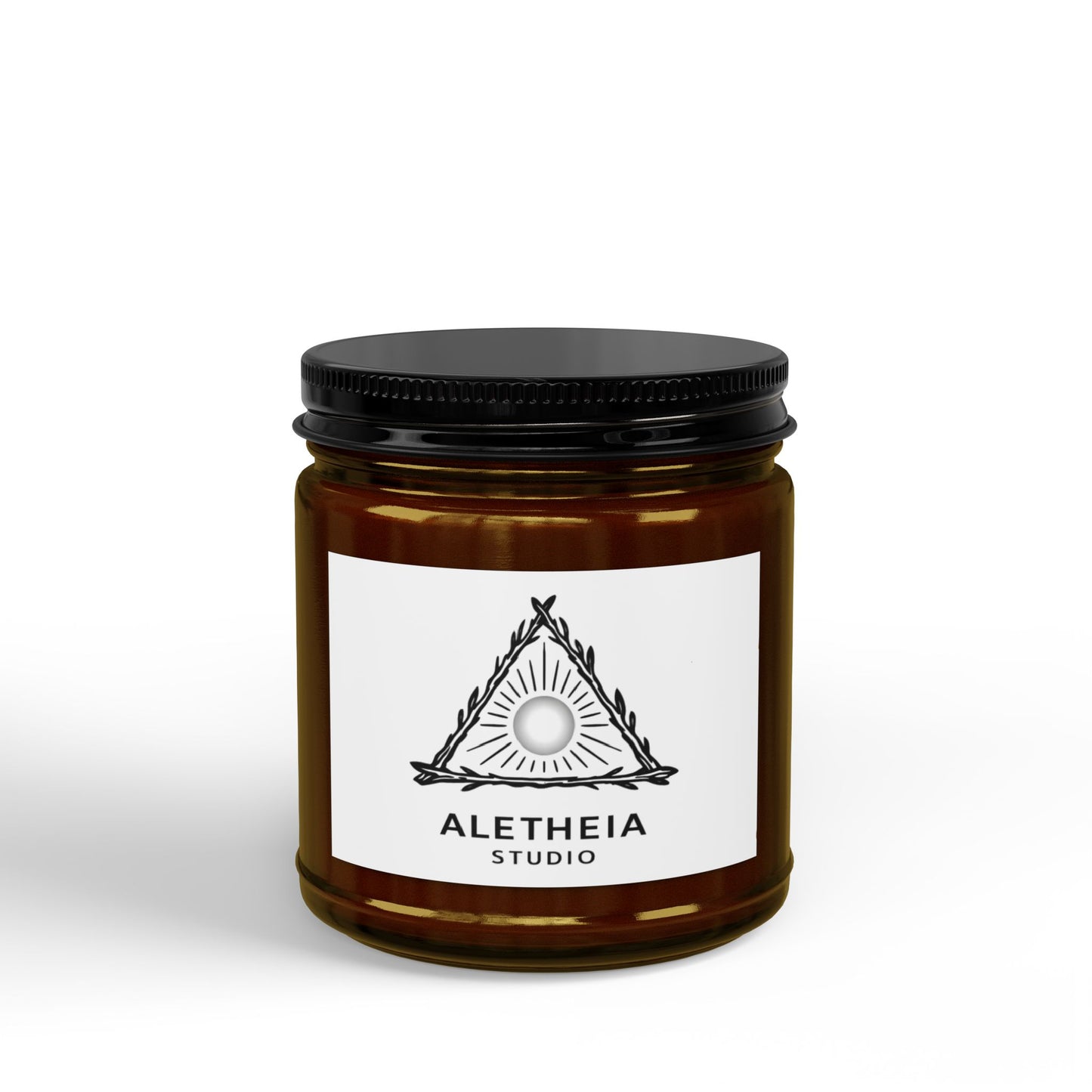 Scented Soy Candle - Amber Jar with Black Lid (4oz & 9oz) — Aletheia Studio