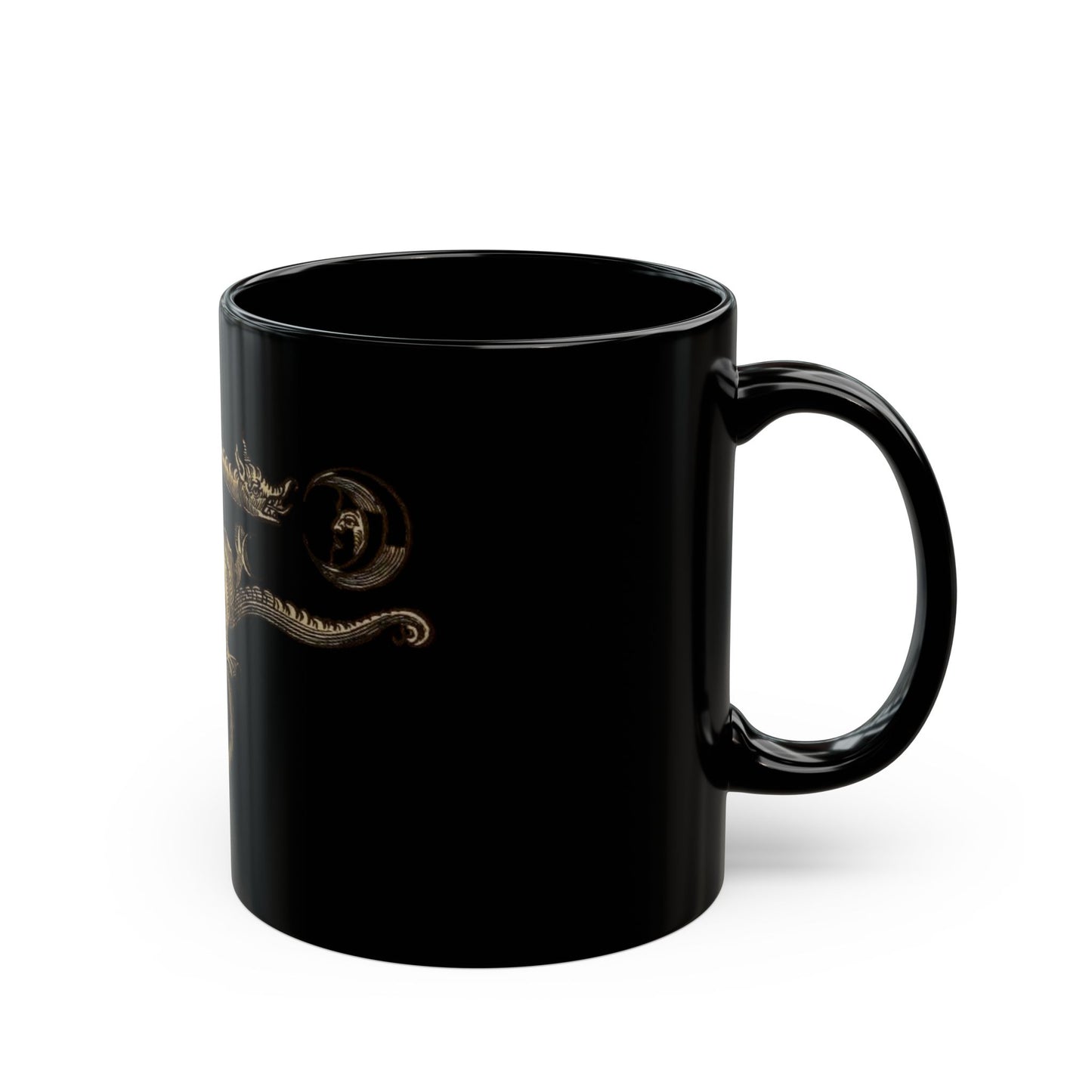 Dragon Ouroboros Black Coffee Mug – Vintage Mythical Serpent Design (11oz/15oz)