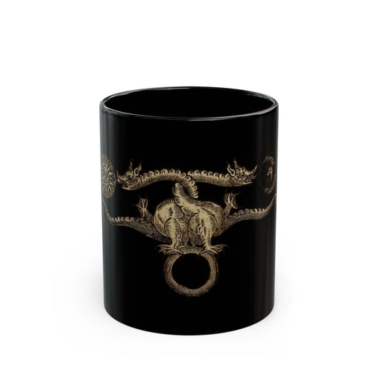 Dragon Ouroboros Black Coffee Mug – Vintage Mythical Serpent Design (11oz/15oz)
