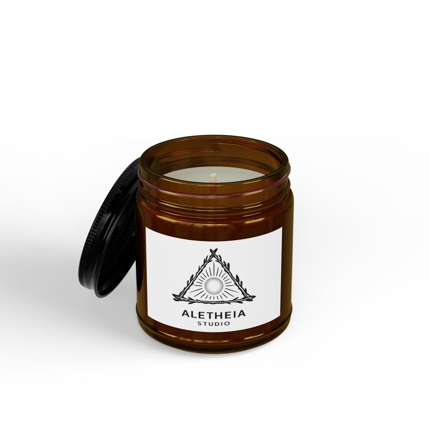 Scented Soy Candle - Amber Jar with Black Lid (4oz & 9oz) — Aletheia Studio