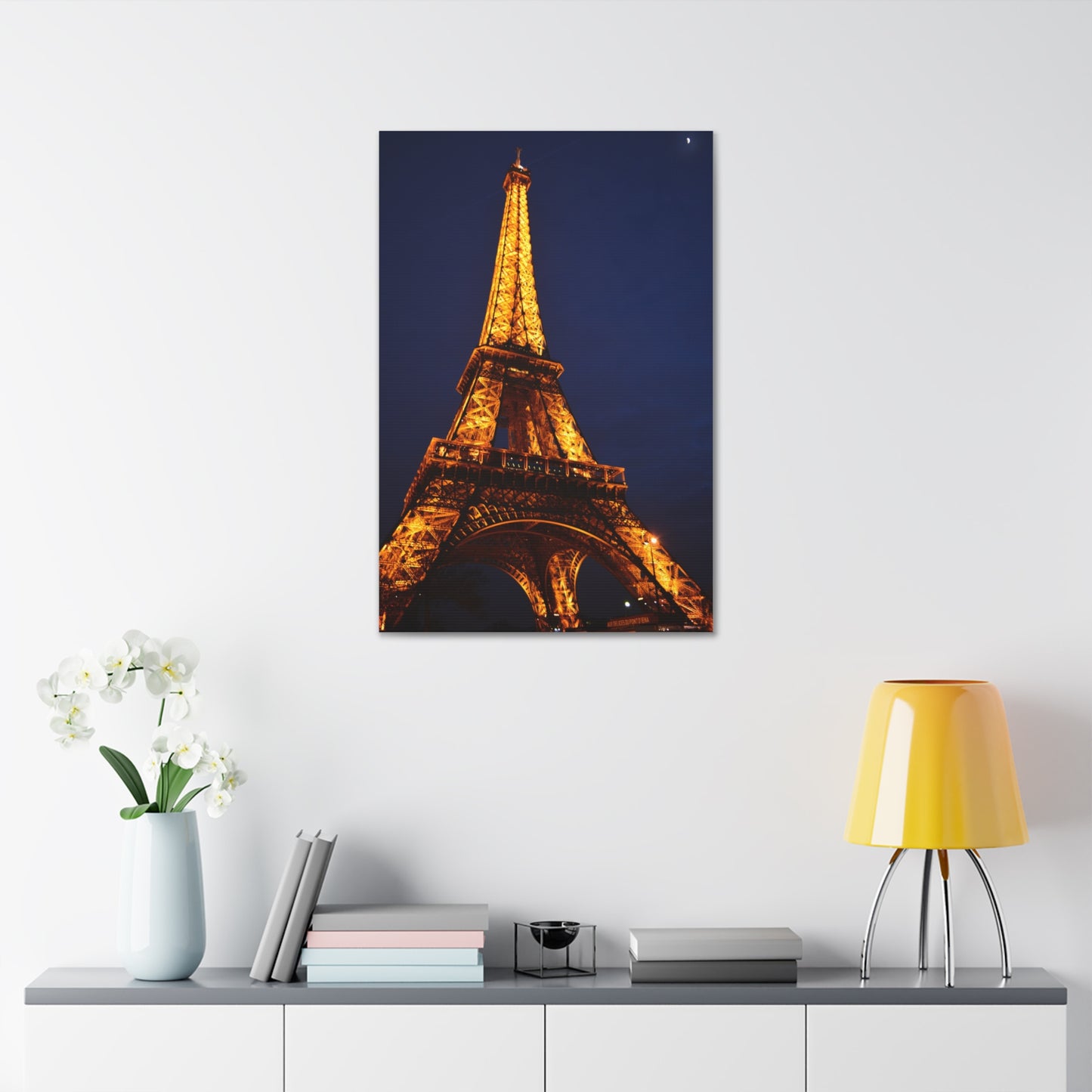 Eiffel Tower at Night Canvas | Paris Landmark Wall Art, Stretched Canvas