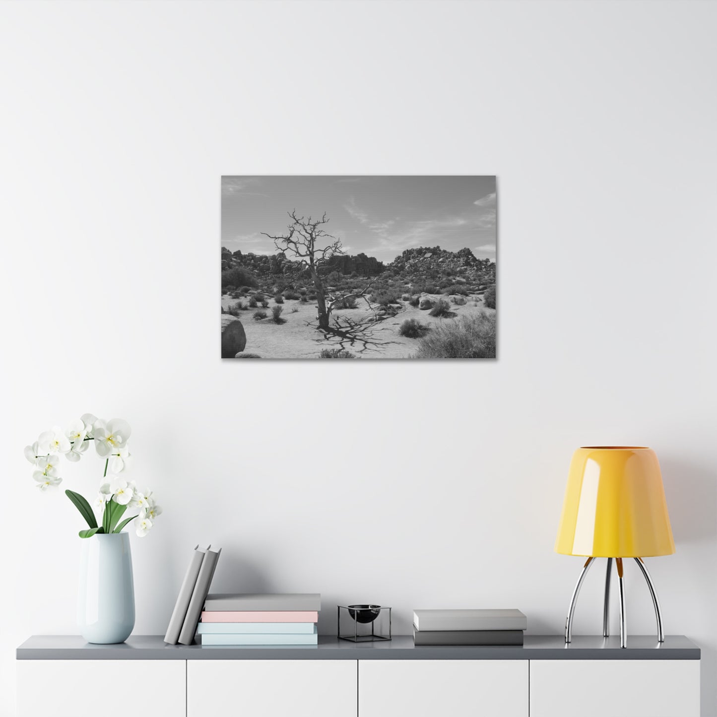 Desert Dead Tree Canvas Stretched 1.5'' | Black and White Landscape