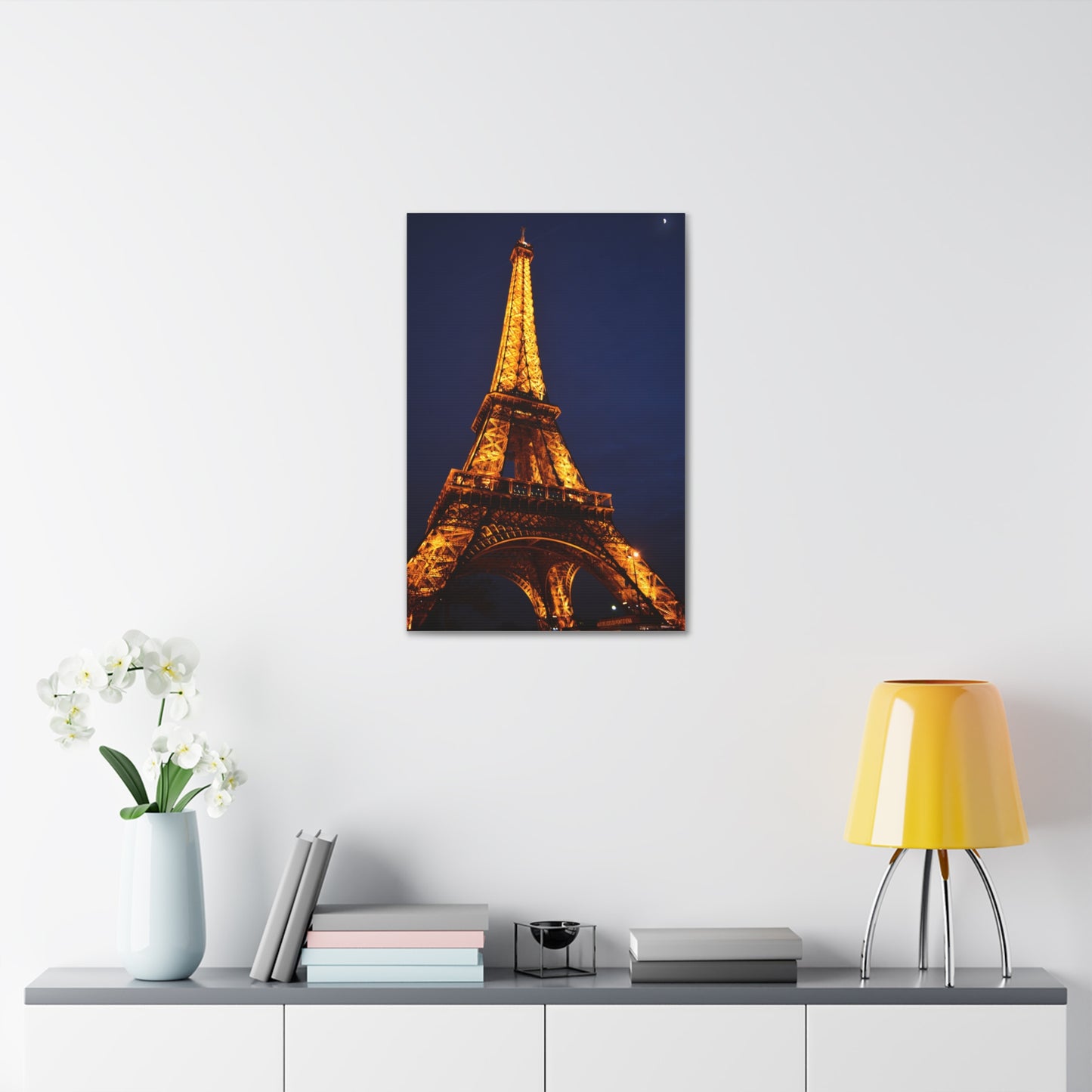 Eiffel Tower at Night Canvas | Paris Landmark Wall Art, Stretched Canvas