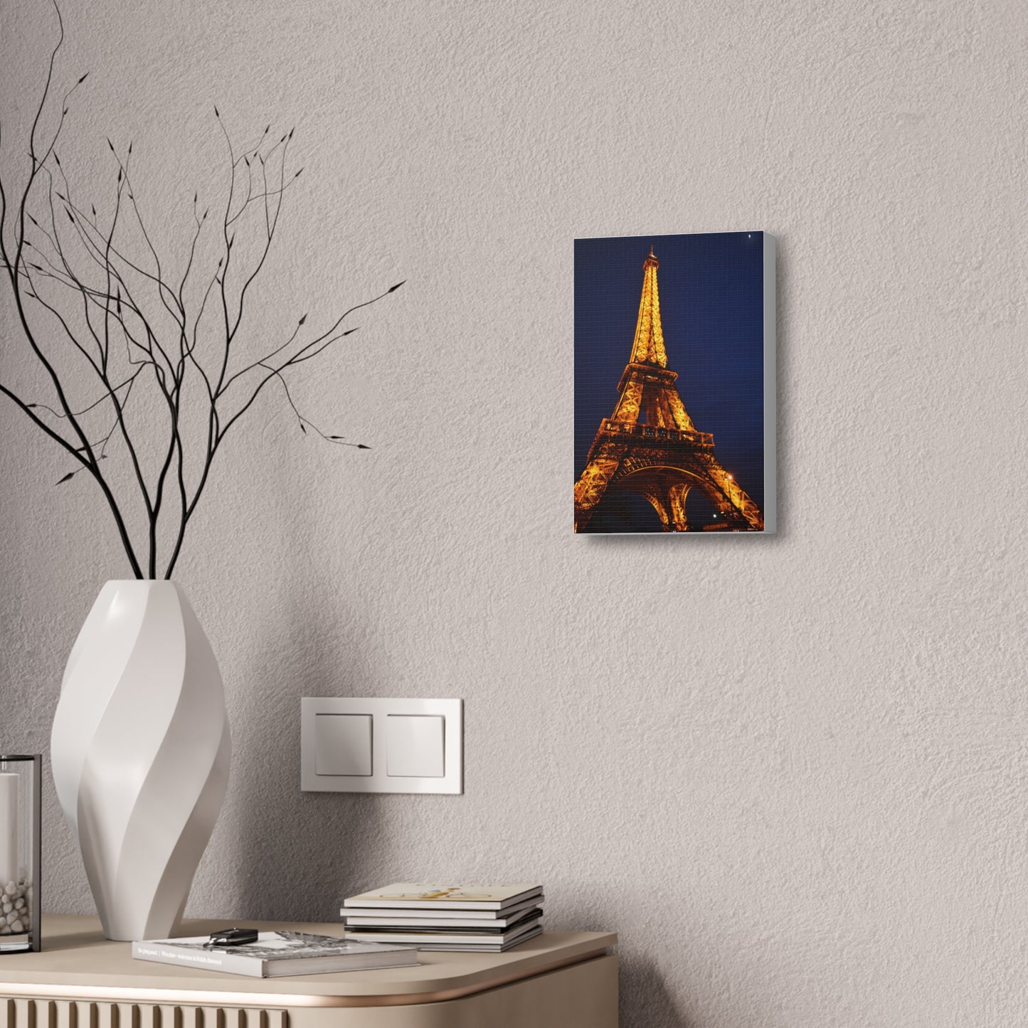 Eiffel Tower at Night Canvas | Paris Landmark Wall Art, Stretched Canvas