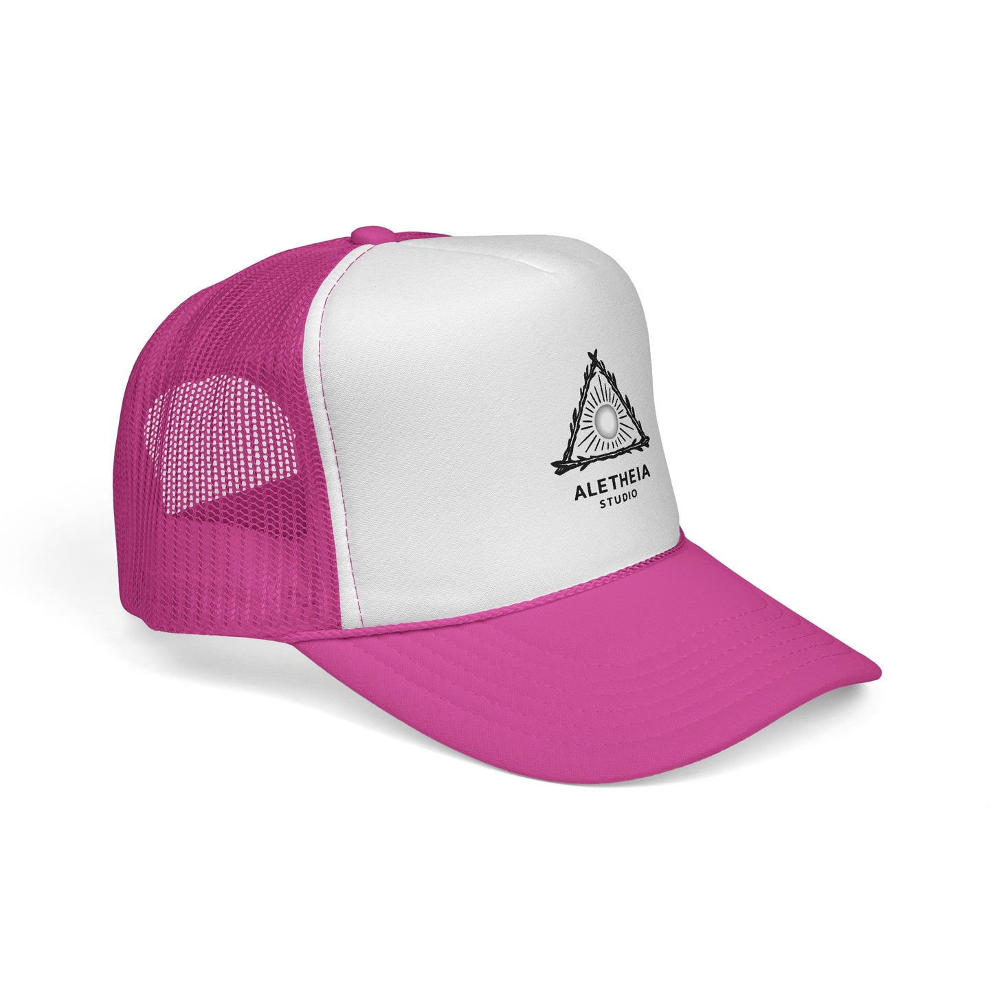 Aletheia Studio Trucker Hat — Minimal Triangle Logo Mesh Cap