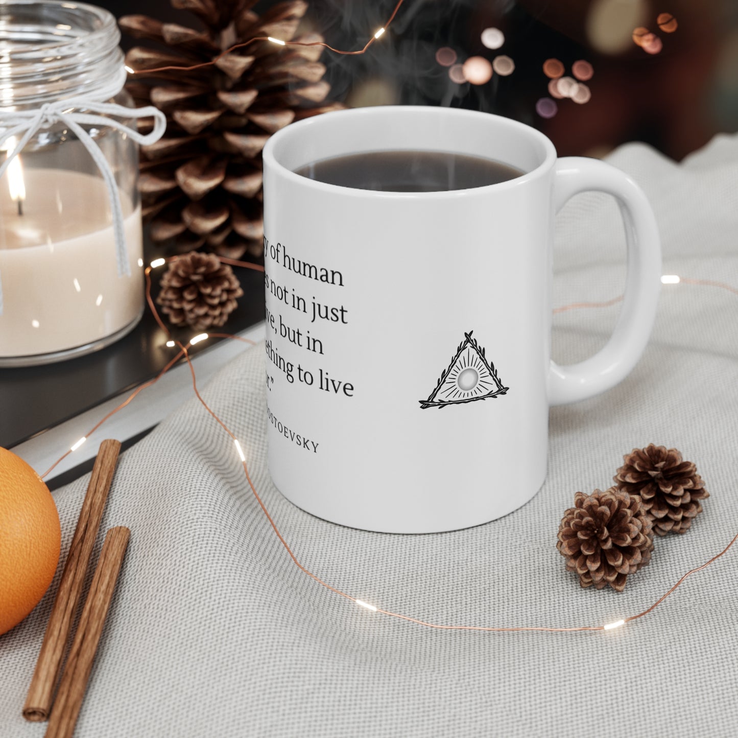 Dostoevsky Quote Mug | "The mystery of human existence" 11oz