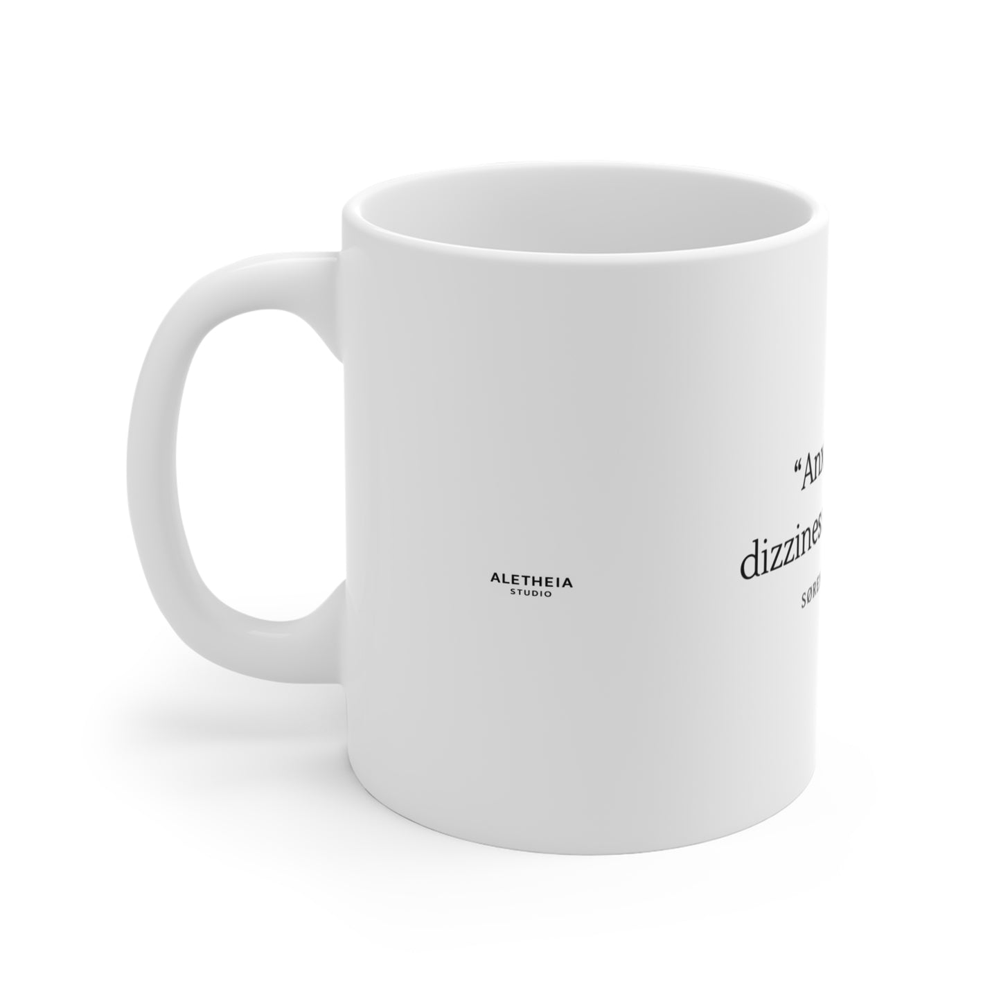 "Anxiety is the dizziness of freedom" Quote Mug | Søren Kierkegaard Ceramic Coffee Cup