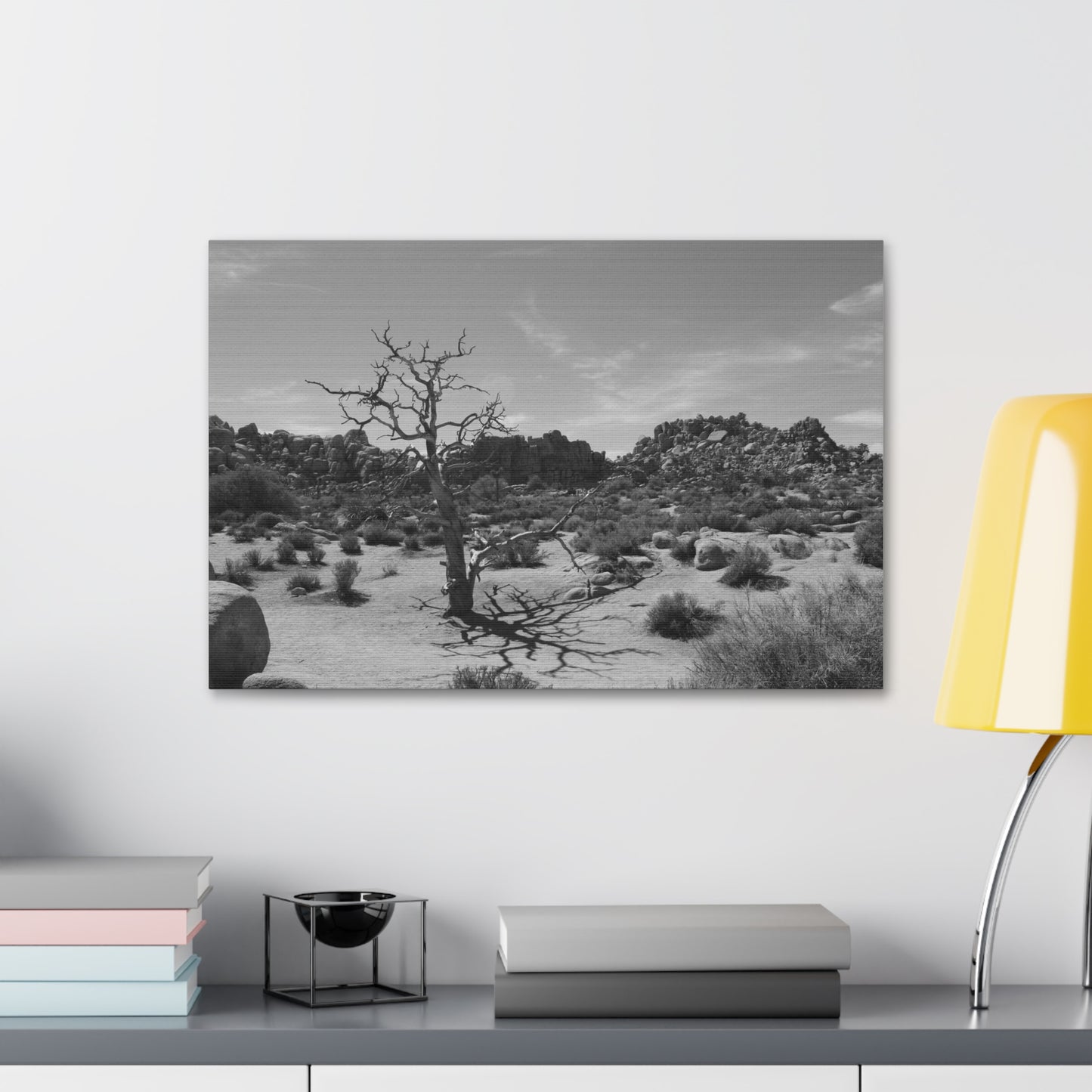 Desert Dead Tree Canvas Stretched 1.5'' | Black and White Landscape