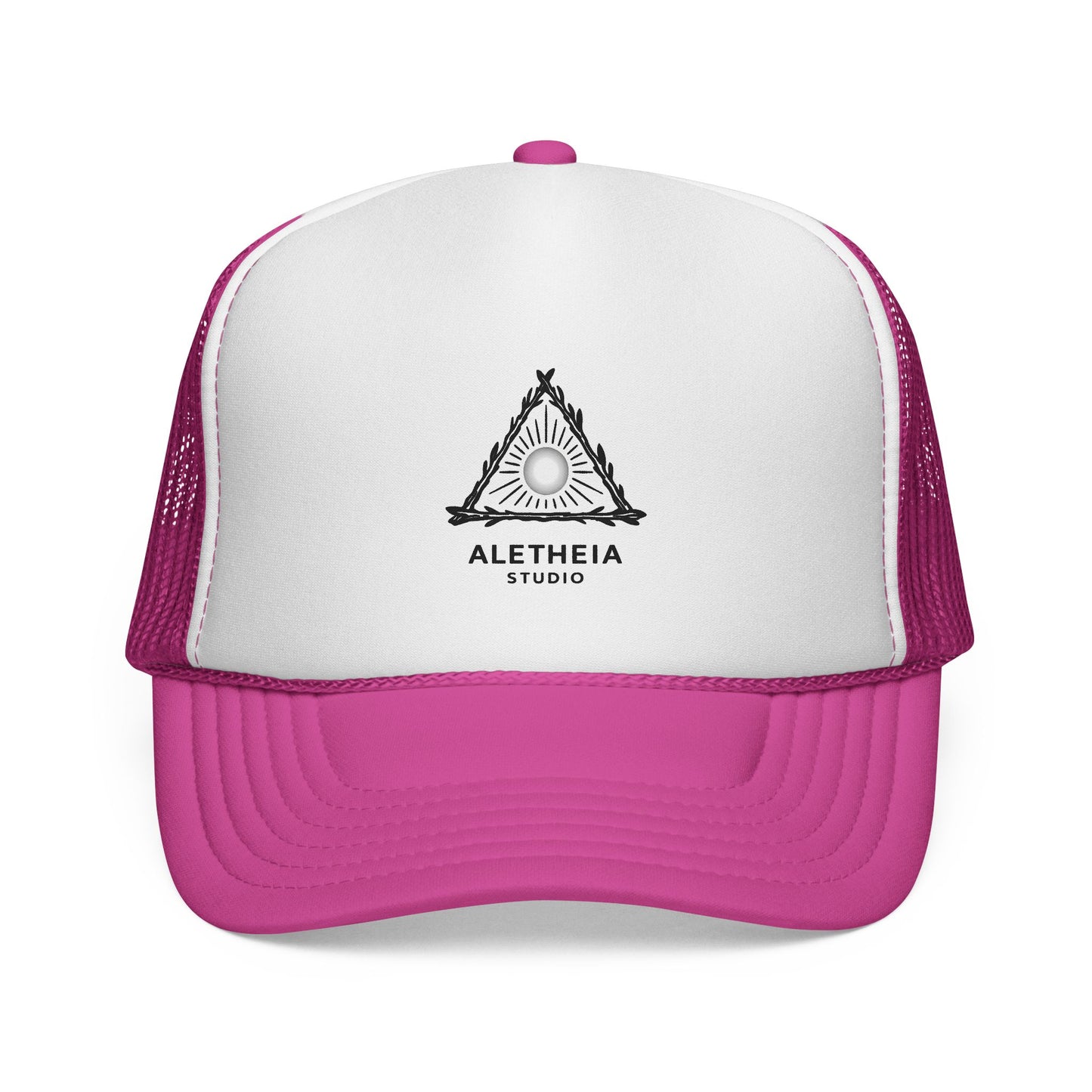 Aletheia Studio Trucker Hat — Minimal Triangle Logo Mesh Cap